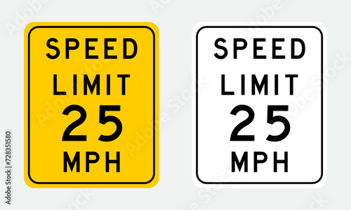 vector speed limit 25 MPH signs photo