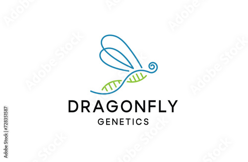 Dragonfly DNA helix logo icon design template flat vector