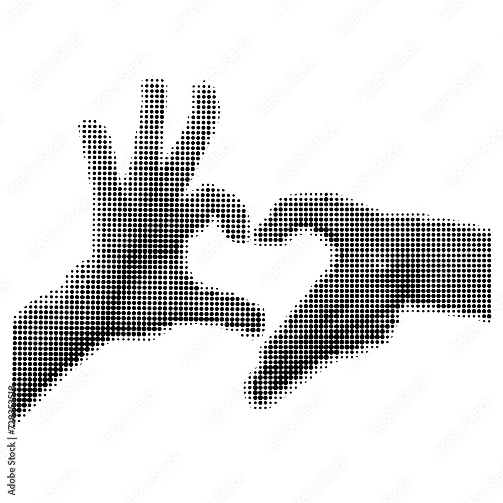 Φωτογραφία Different hands folded in the shape of a polka dot heart in the style of grunge pop art for Valentine's Day