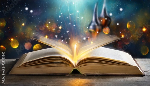 magical open book with an astounding story telling background