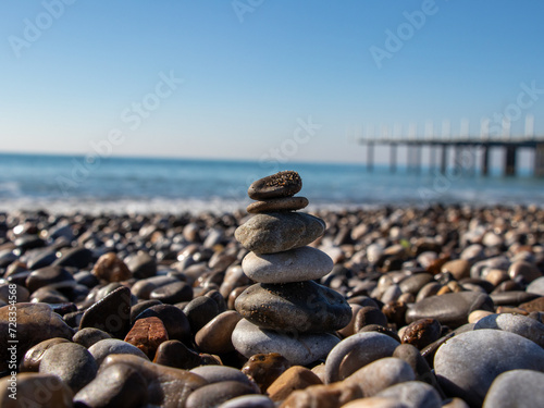 Canvas Print zen stones on the beach