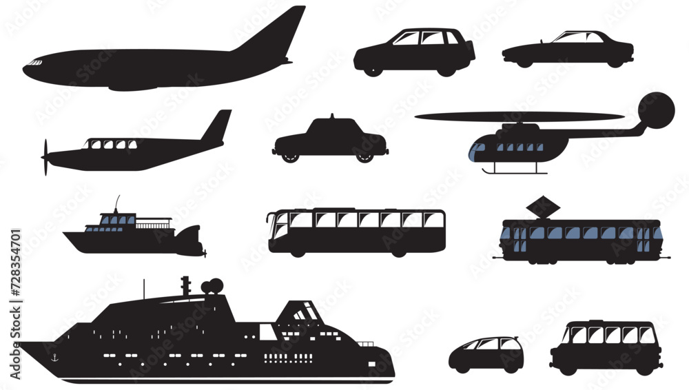 Fototapeta premium transportation silhouettes set