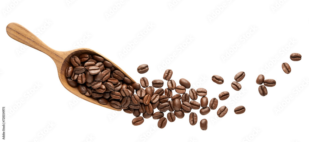 Fototapeta premium Coffee beans on wooden scoop