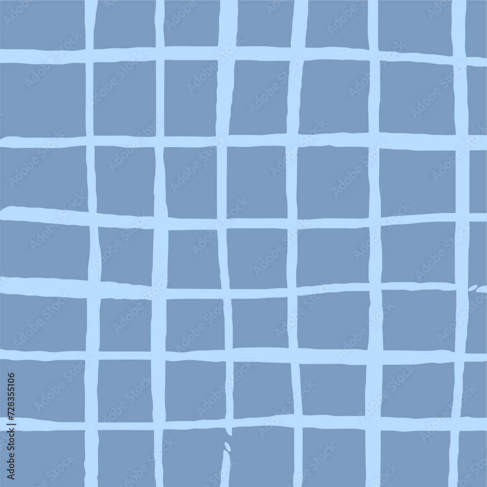 Vector hand drawn cute checkered pattern. Plaid geometrical simple texture. Crossing lines. Abstract cute delicate pattern ideal for fabric, textile, wallpaper