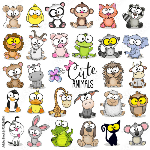 Fototapeta Naklejka Na Ścianę i Meble -  Set of Cute Cartoon Animals
