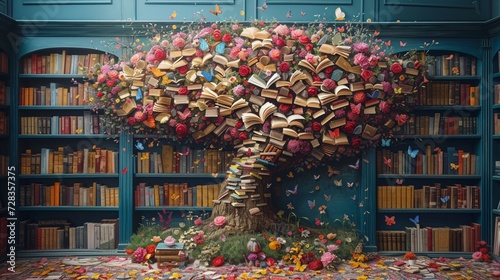 Book-themed Tree A Reading-inspired Decoration for Your Home Generative AI