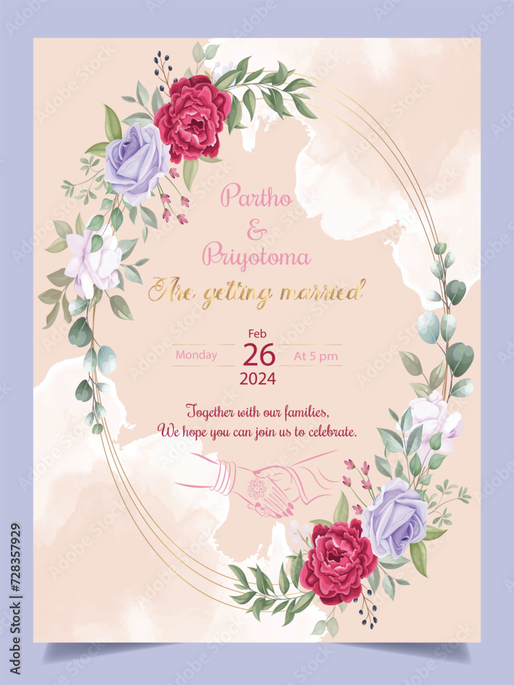 luxury and abstract wedding invitation card