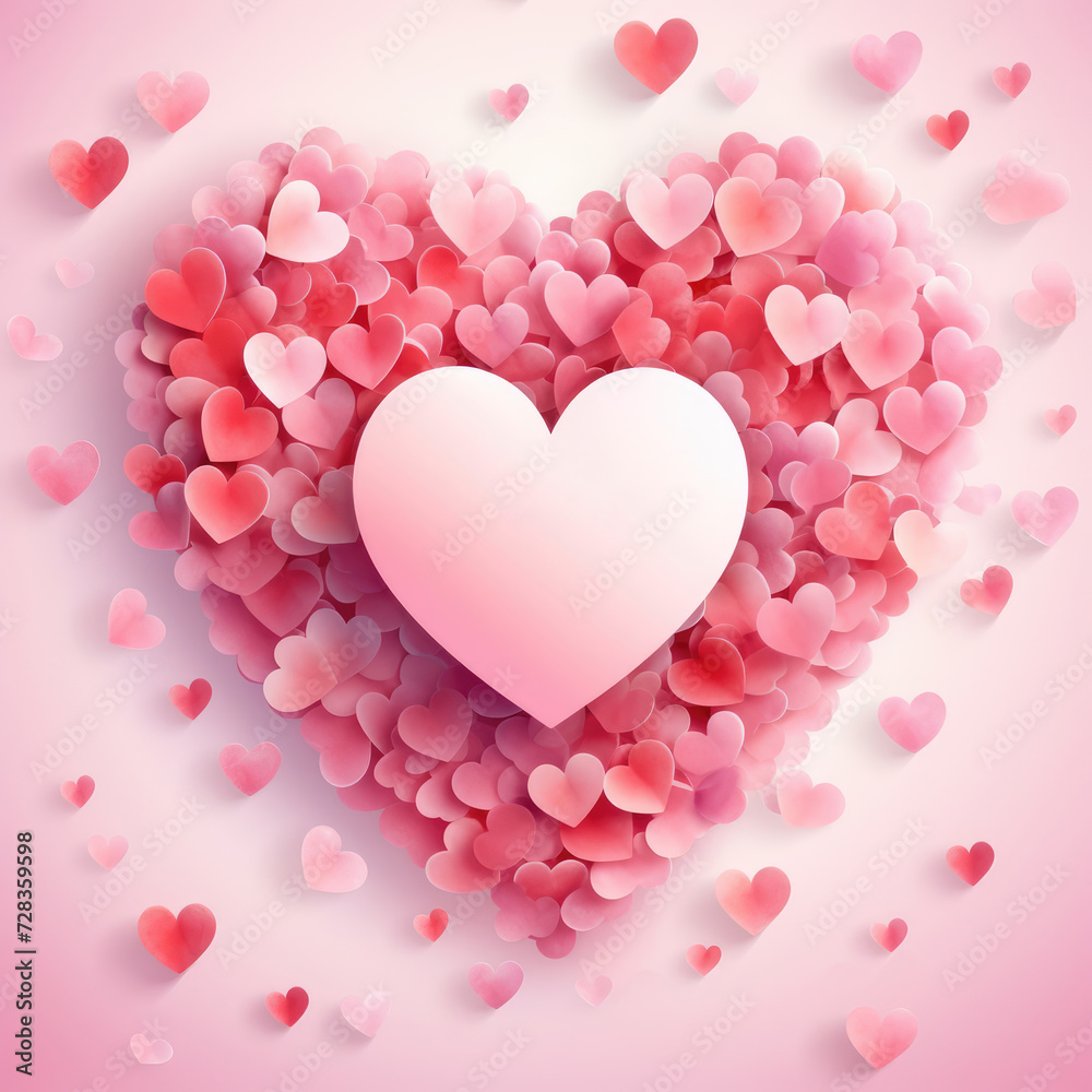 Vector big heart made from pink confetti. valentines background or greeting card template. valentines heart.