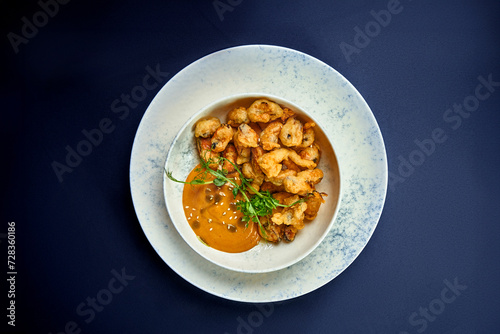 A mix of shrimp, squid and mussels fried in batter. Snack for beer