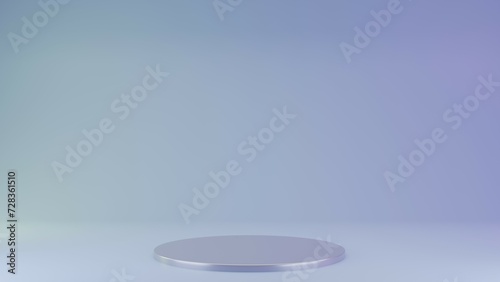 3D Rendering gradian blue background with silver podium