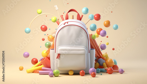 3D minimal realistic composition of bag with Balloons
