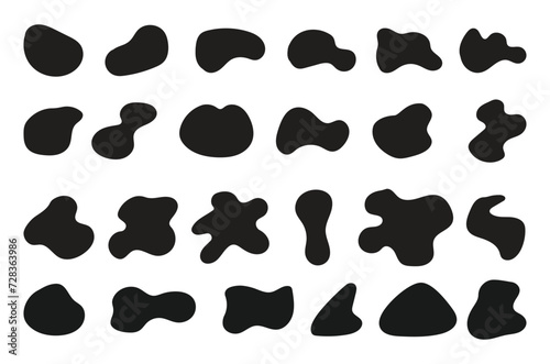 Set of organic blobs shape, Rounded abstract organic shapes collection. Shapes of cube, pebble, inkblot, drops and stone silhouettes.