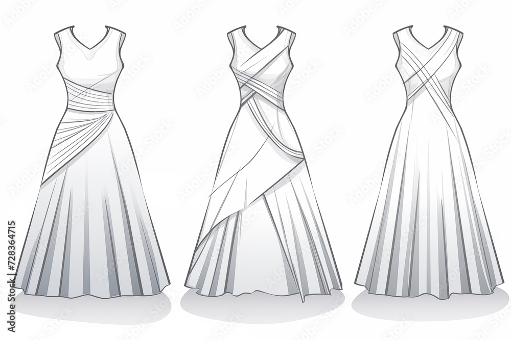 handmade sketches of women's fashion dresses and patterns handmade sketches of women's fashion dresses and patterns