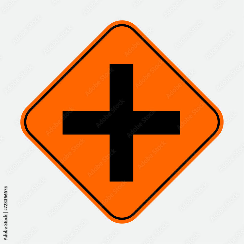 vector temporary intersection ahead sign vector temporary intersection ahead sign
