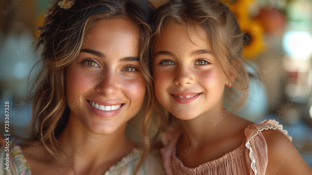 Fototapeta premium Beautiful motherhood image of a mom with a cute little kid 