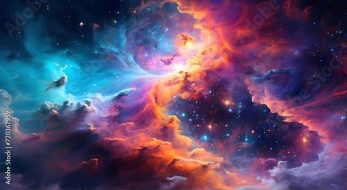 Colorful space galaxy cloud nebula, Fantasy Universe science astronomy, Deep Space background wallpaper © imad