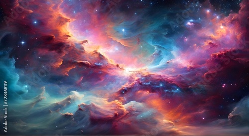 Colorful space galaxy cloud nebula, Universe science astronomy, Deep Space background watercolor wallpaper