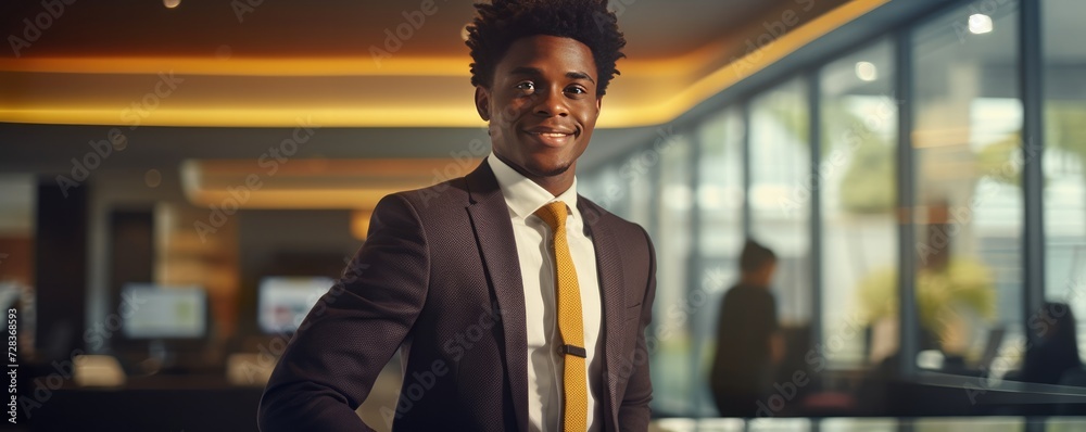 Detail on business person in luxury official suit for office meeting, panorama. Generative Ai. - obrazy, fototapety, plakaty 