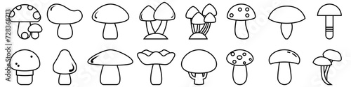 Mushroom vector icon set. fungus illustration sign collection. food symbol.