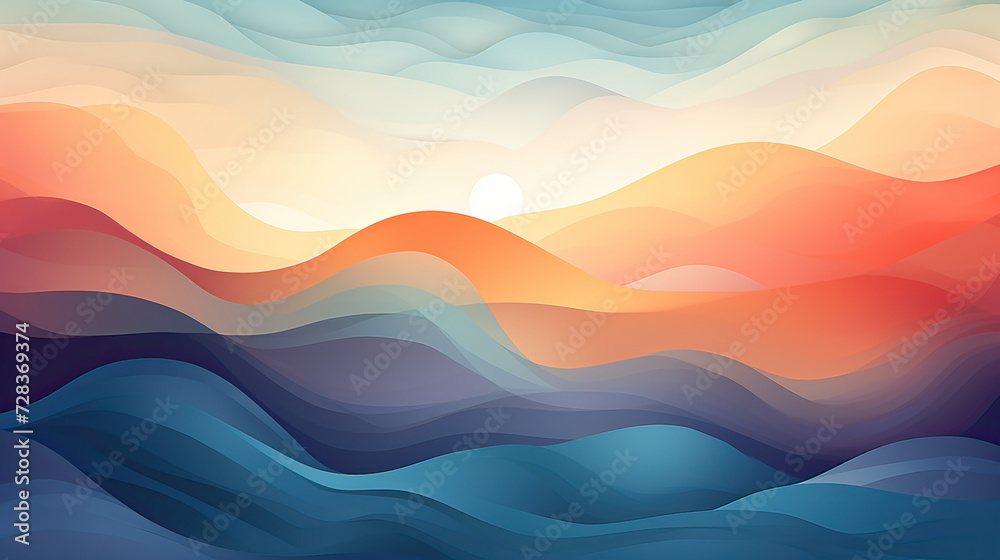 The essence of a sunset using unconventional shapes, lines, and colors, a visually striking and imaginative sunset abstract background Ai Generative