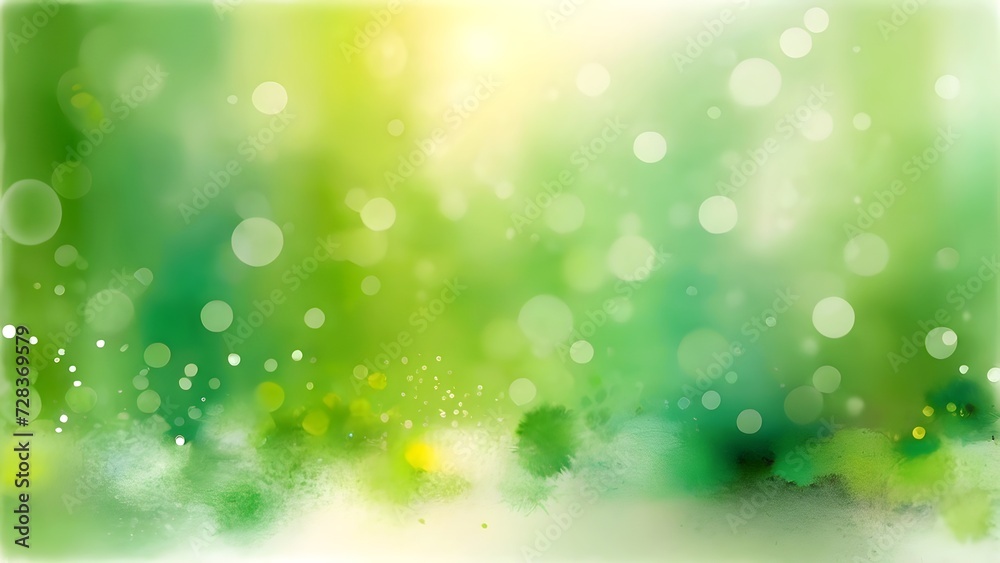 Abstract spring. green, yellow and white watercolor background.
