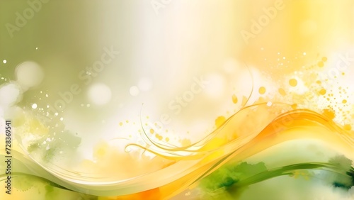 Abstract spring. green, yellow and white watercolor background.
