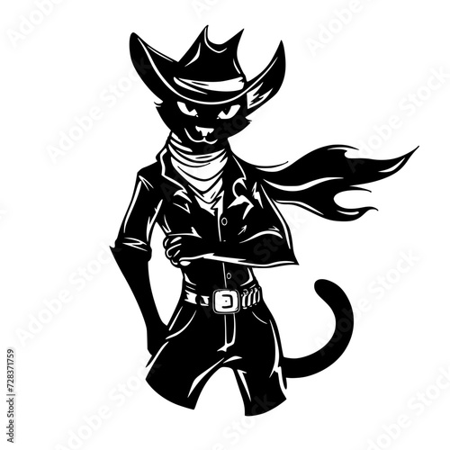 Cowboy Cat Logo Icon SVG Generative AI