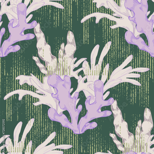 Hand Drawn corals seamless pattern, underwater background, great for textiles, banner, wallpapers, wrapping - vector design