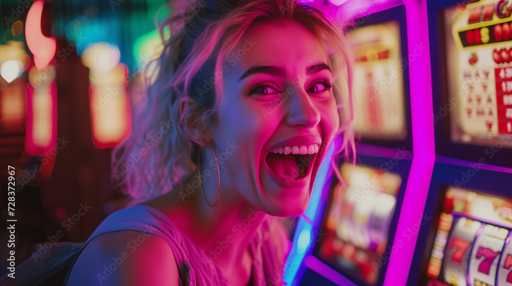 custom made wallpaper toronto digitalWoman with slot machine. Casino.  