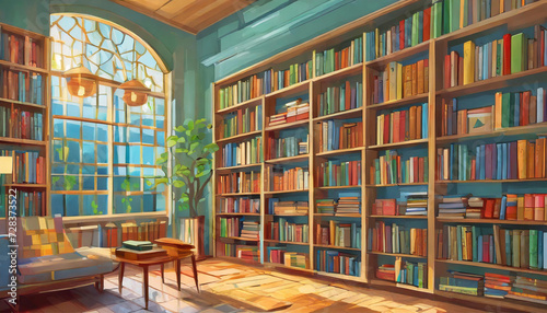 Bookshelves in the library © Gulmira 