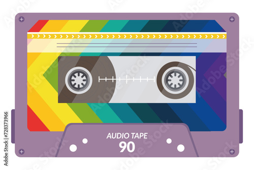 Vintage tape cassette. Retro mixtape, 1980s pop songs tapes and stereo music cassettes. 90s hifi disco dance audiocassette, analogue player record cassette. Isolated symbols vector