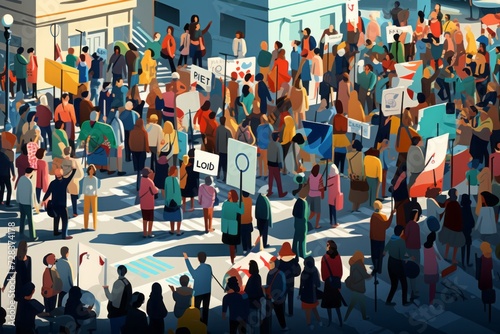 Wallpaper Mural Crowd of People Holding Signs Torontodigital.ca