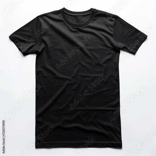 Classic black t-shirt displayed on a white background