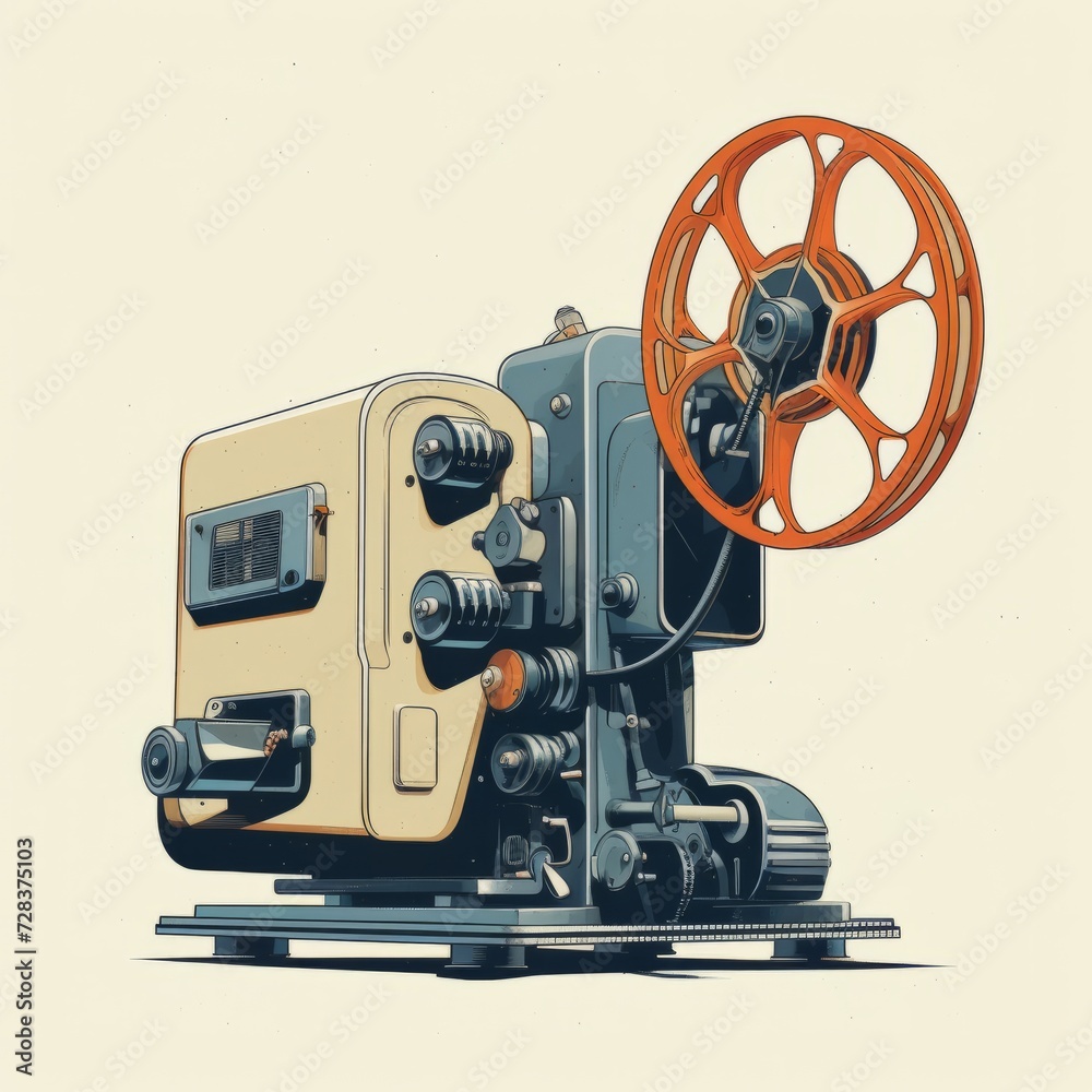 Drawing of an Old Movie Projector
