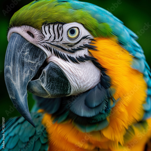 Close-up of a macaws face
