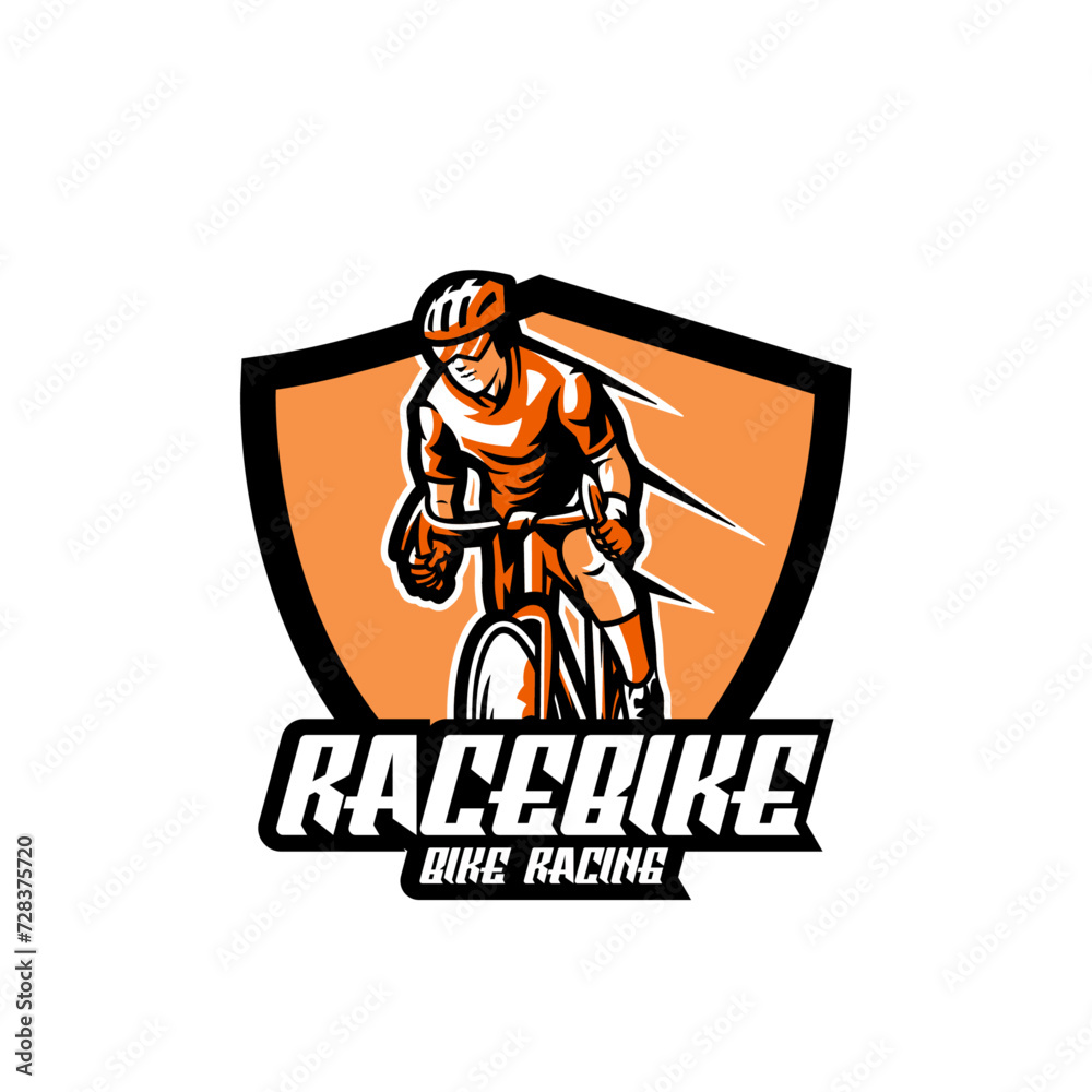 Illustration Race Bike Sport Vector Mascot Logo Style.