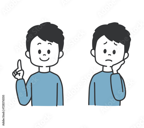 指差しする男性　困る男性