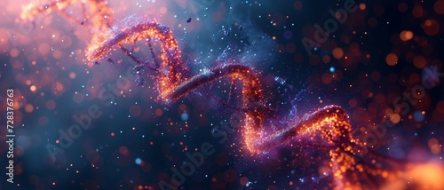 a symmetrical background with intertwining double helix structures of DNA, Dynamic Glowing Double Helix, Radiant Gradients and Abstract Particles in Healthcare Fusion .
 photo