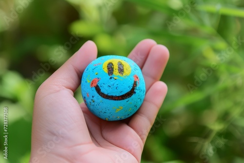 Happy Smiley Emoji comfort Emoticon, colored Symbol customer satisfaction. Smiling face wadded paper. Joyfull genuine smile big smile. occupational therapy client rating and customer feedback
