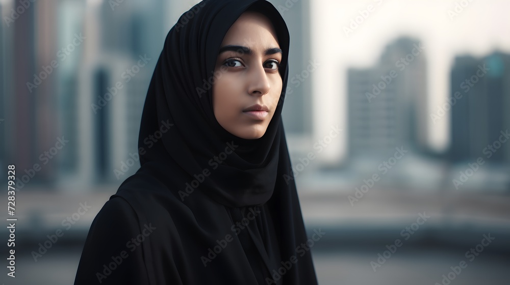 Arabian Asian Muslim woman in an abaya and hijab Arabian Asian Muslim woman in an abaya and hijab