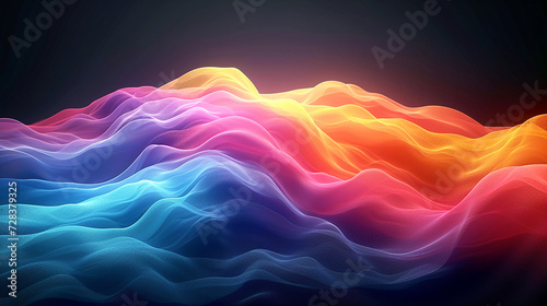 Graphical representation of a coloured sine wave. AI generative.