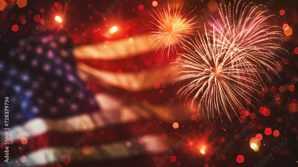 American flag and fireworks background for 4th of July Independence day ...