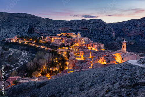 Night Scene in Albarracín, Province of Teruel, Aragon, Spain photo