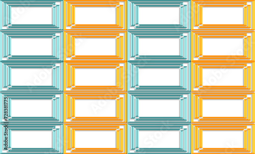 pattern with frames, Green and yellow square block arrange in vertical style white background , repeat seamless pattern design for fabric printing or wallpaper or backdrop
