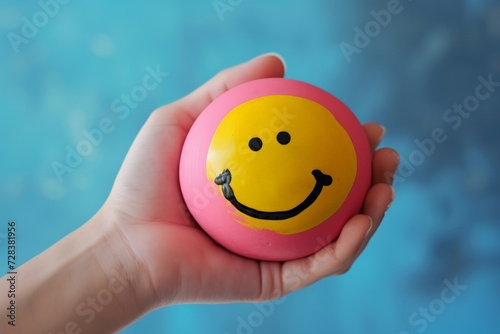 Happy Smiley Emoji maternal care Emoticon, colored Symbol reminder pad. Smiling face retort. Joyfull cheer up big smile. dialectical behavior therapy client rating and customer feedback photo