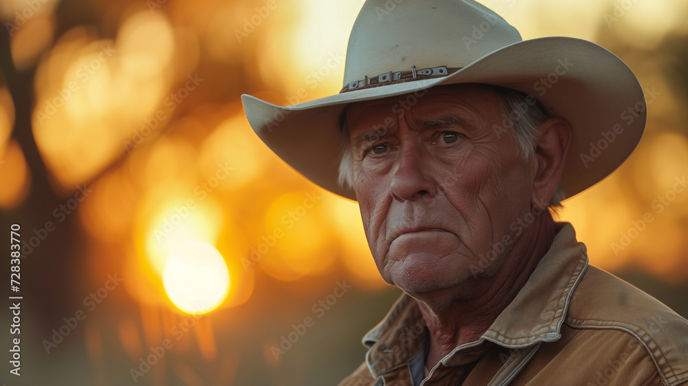 Close-up portrait of a local Texas man wearing a national hat