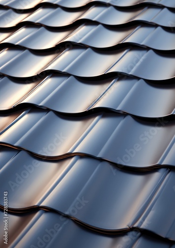 House reconstruction close up with new metal tile roof. Generative Ai.