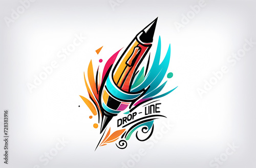 Logo for a Drop us a line webpage, incorporating a stylized pen nib forming a connection with a digital line, symbolizing the merging of traditional and online communication