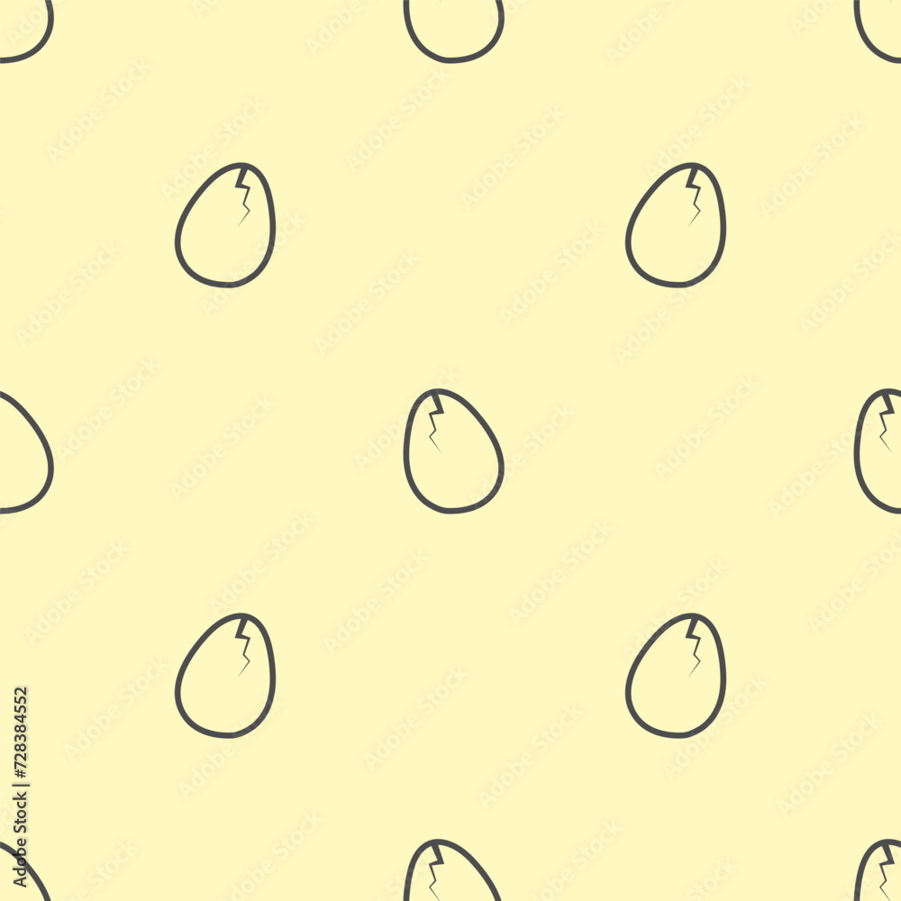 Seamless cracked egg pattern. Egg black texture simple flat design. Vector illustration.