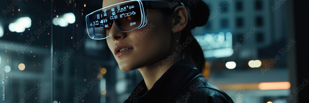 Fototapeta premium Virtuelle Realität, KI gesteuerte Brillen im Alltag